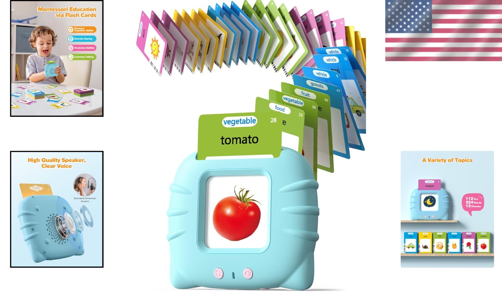Talking Flash Cards for Toddlers Educational Toys Kids 1-5