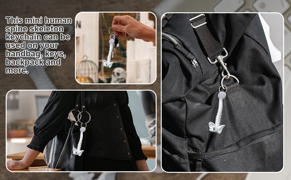 Human Spine Skeleton Keychain, Mini Model 9.5 x 4cm,