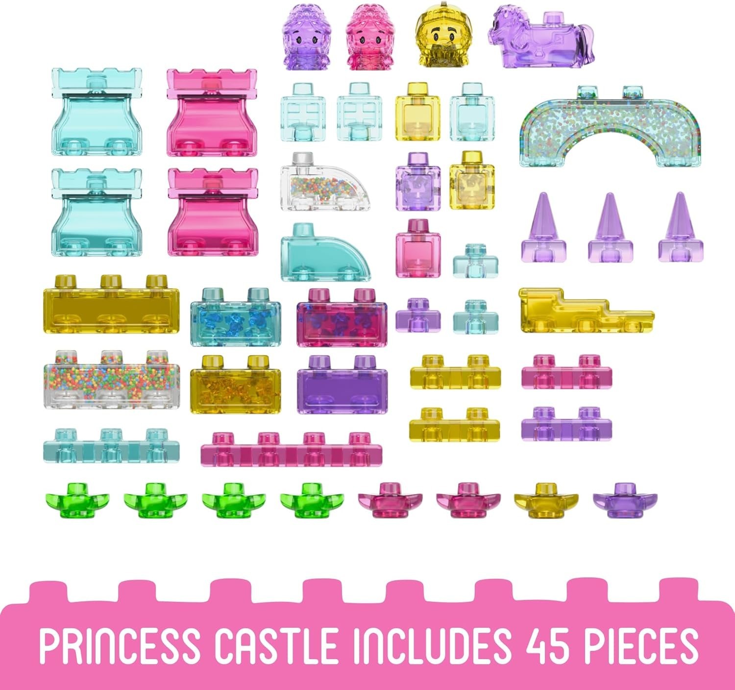 Jelly Blox Classic Castle Set 45pcs Toddler Building Blocks Sensory Toys Ages 2+