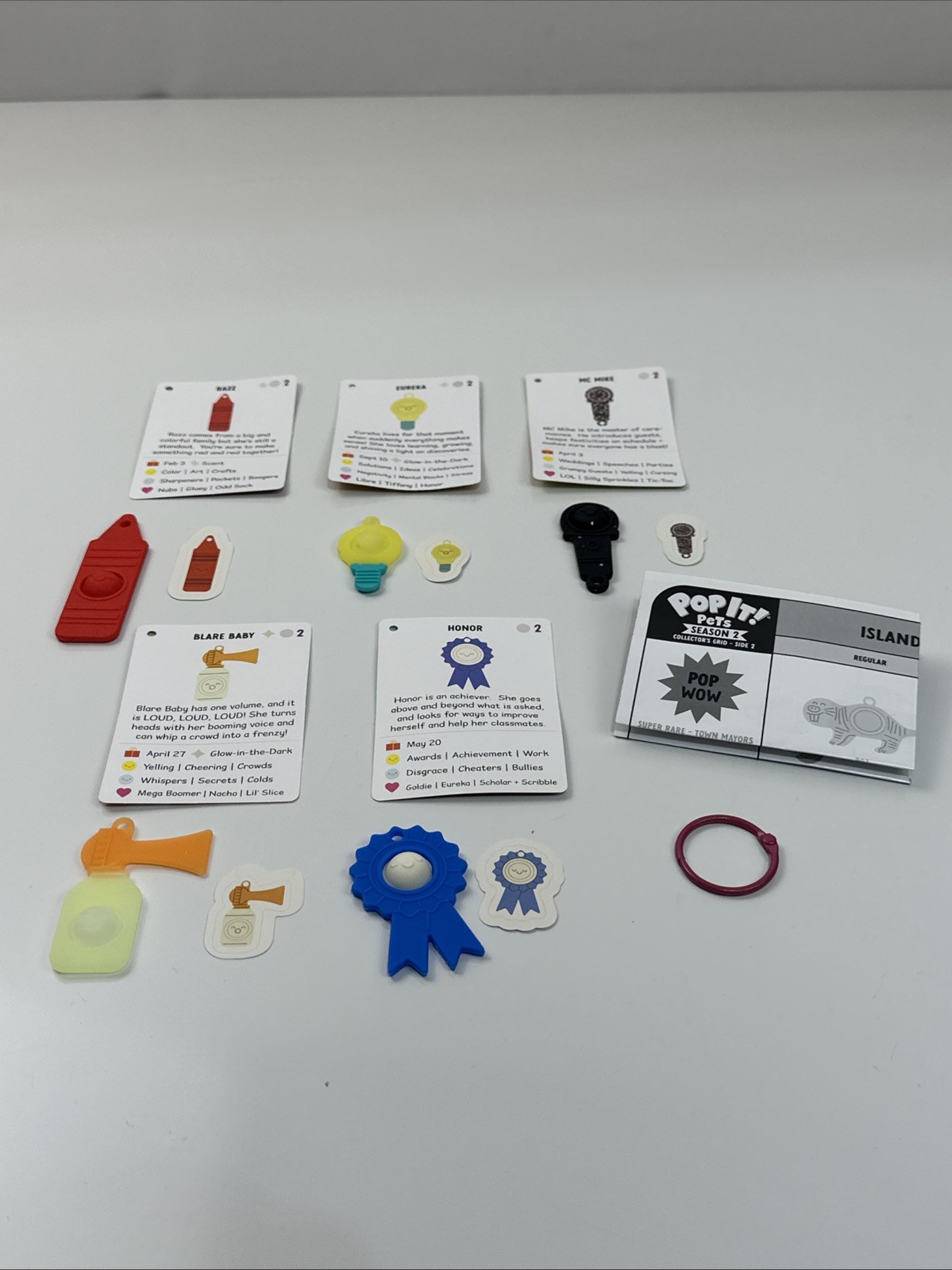 Pop It Pets S2 Reg Size Lot of 5 Objects Air Horn Microphone Ribbon Crayon Light