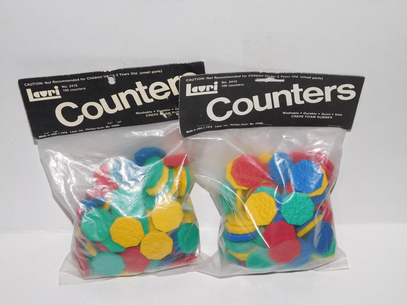 Vtg Lauri Crepe Foam Rubber Counters Learning Toy Lot 2 Packages New Sealed