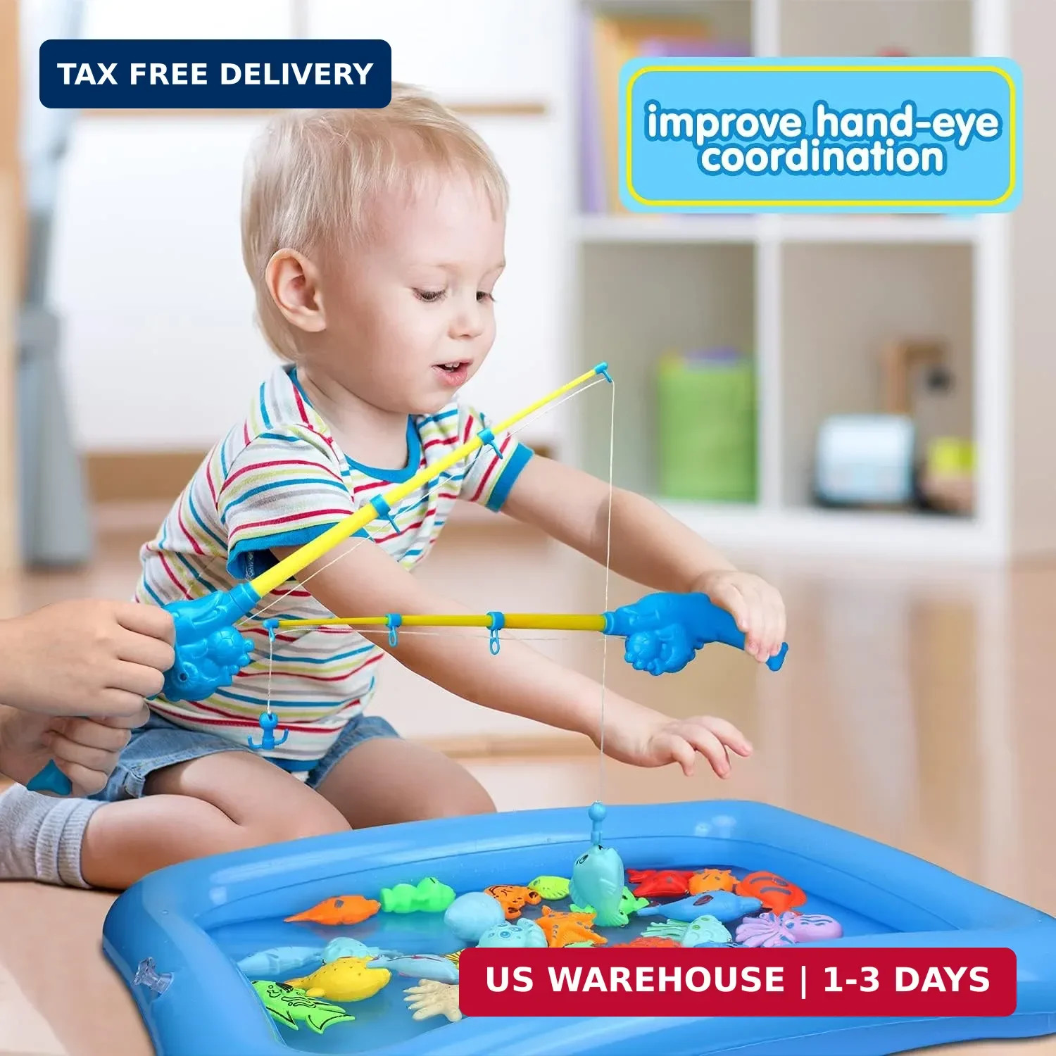 TOY Life 2-Player Magnetic Fishing Game for Kids 3-5 – Toddler Fishing Pole Set