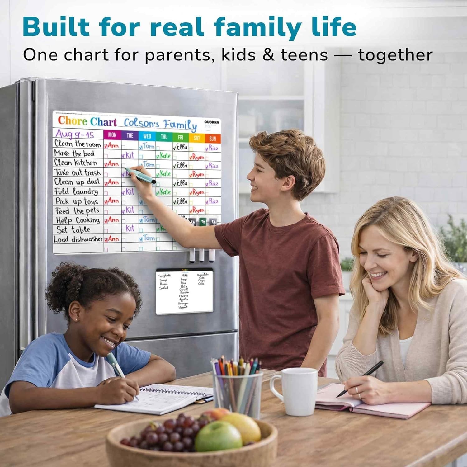 Magnetic Chore Chart for Kids: Visual Dry Erase Weekly Planner, Magnetic Markers