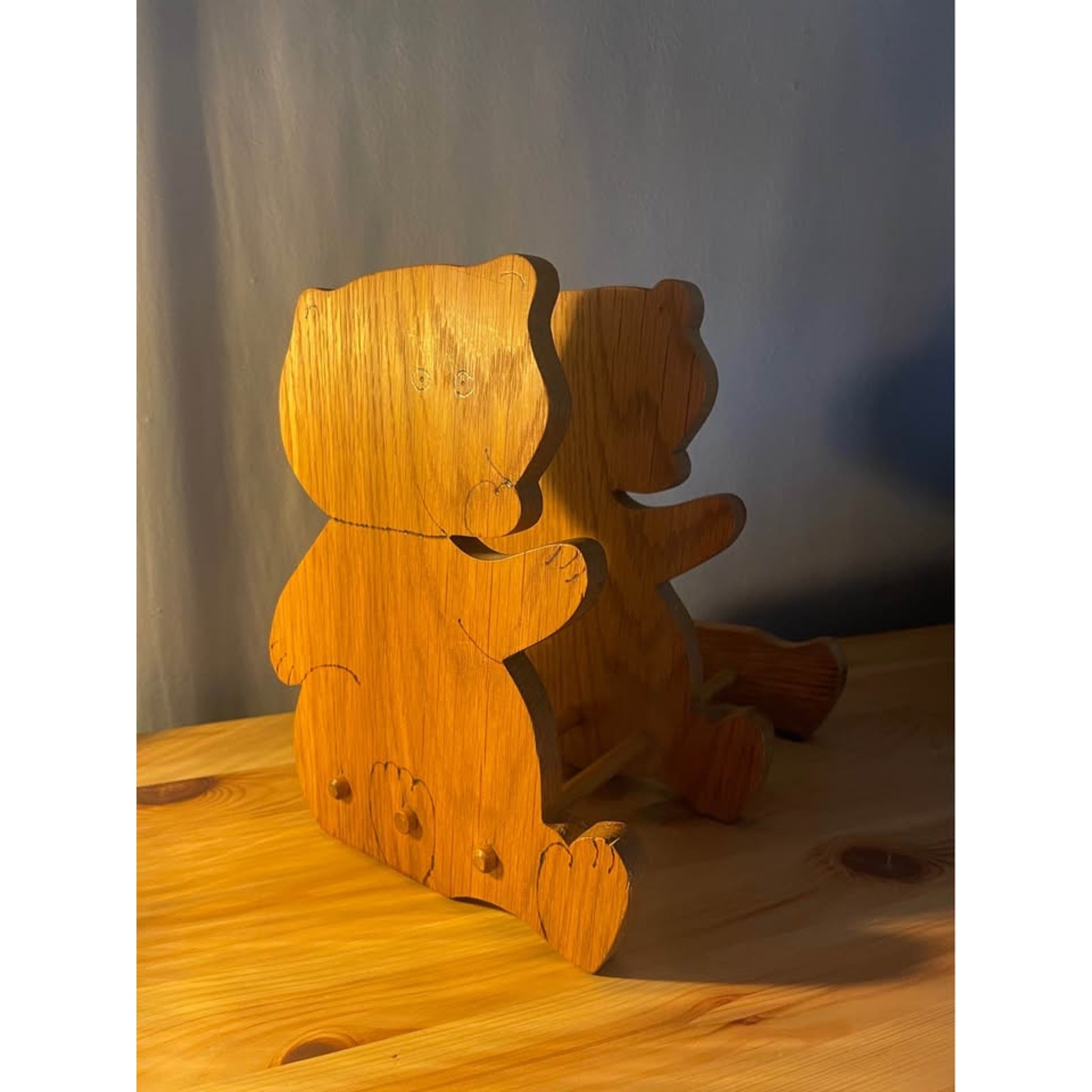 Vintage wooden bear book holder