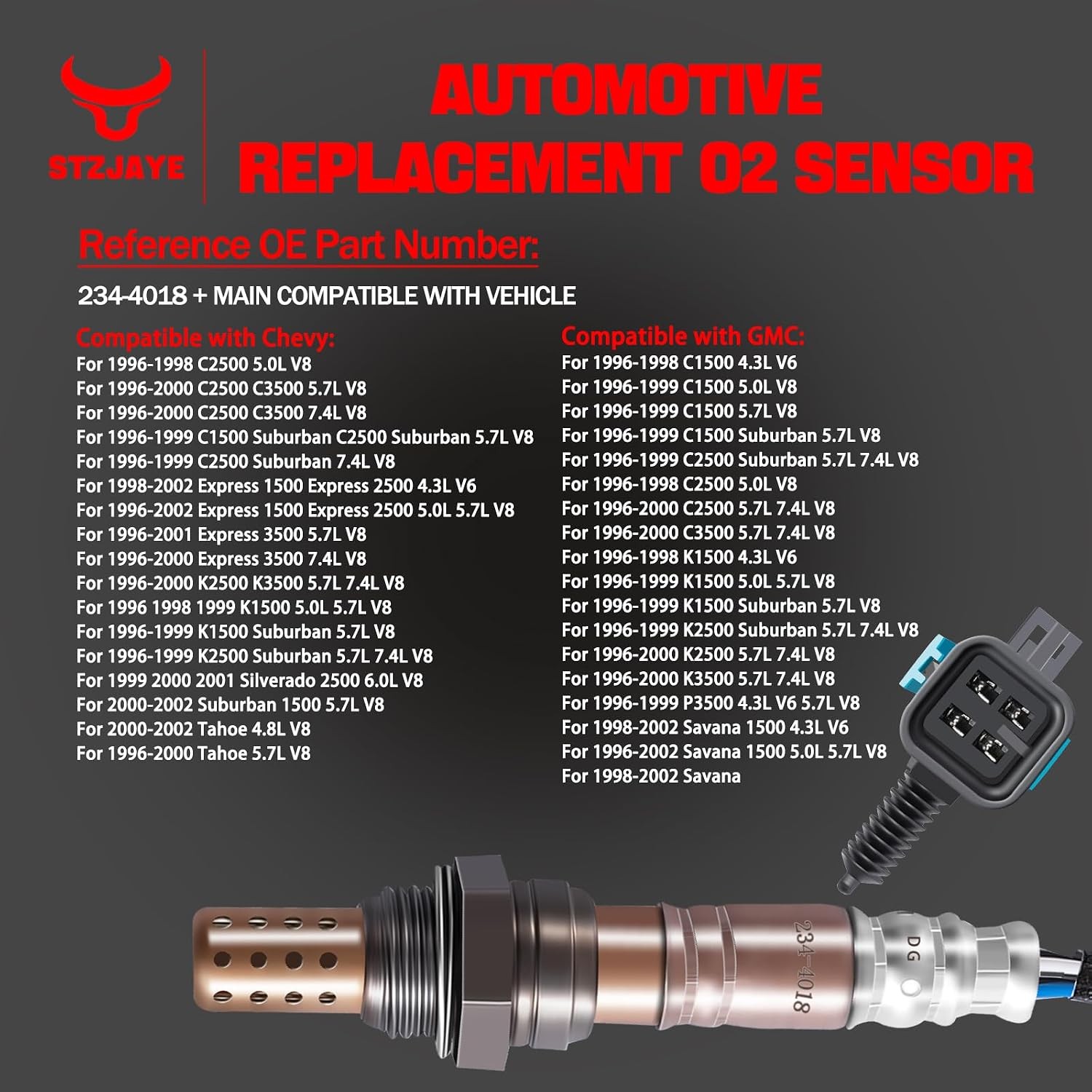 2Pcs Oxygen O2 Sensor 234-4018, Automotive Replacement 02 Sensors Downstream Com