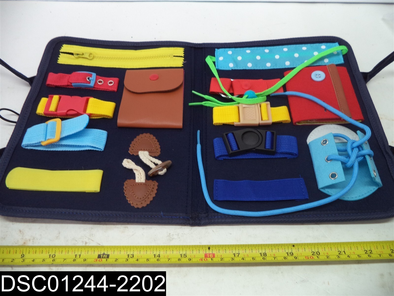 Dark Blue Toddler Busy Board for Plane and Car Travel