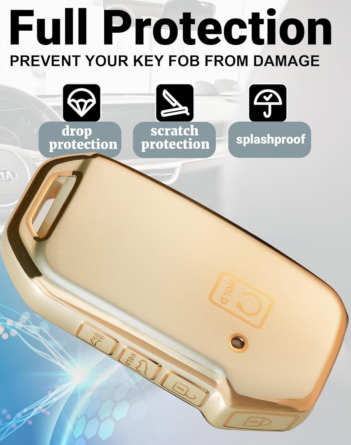 For Kia Key Fob Cover with Key Chain, Soft TPU Car Key Fob Case Shell for Kia So
