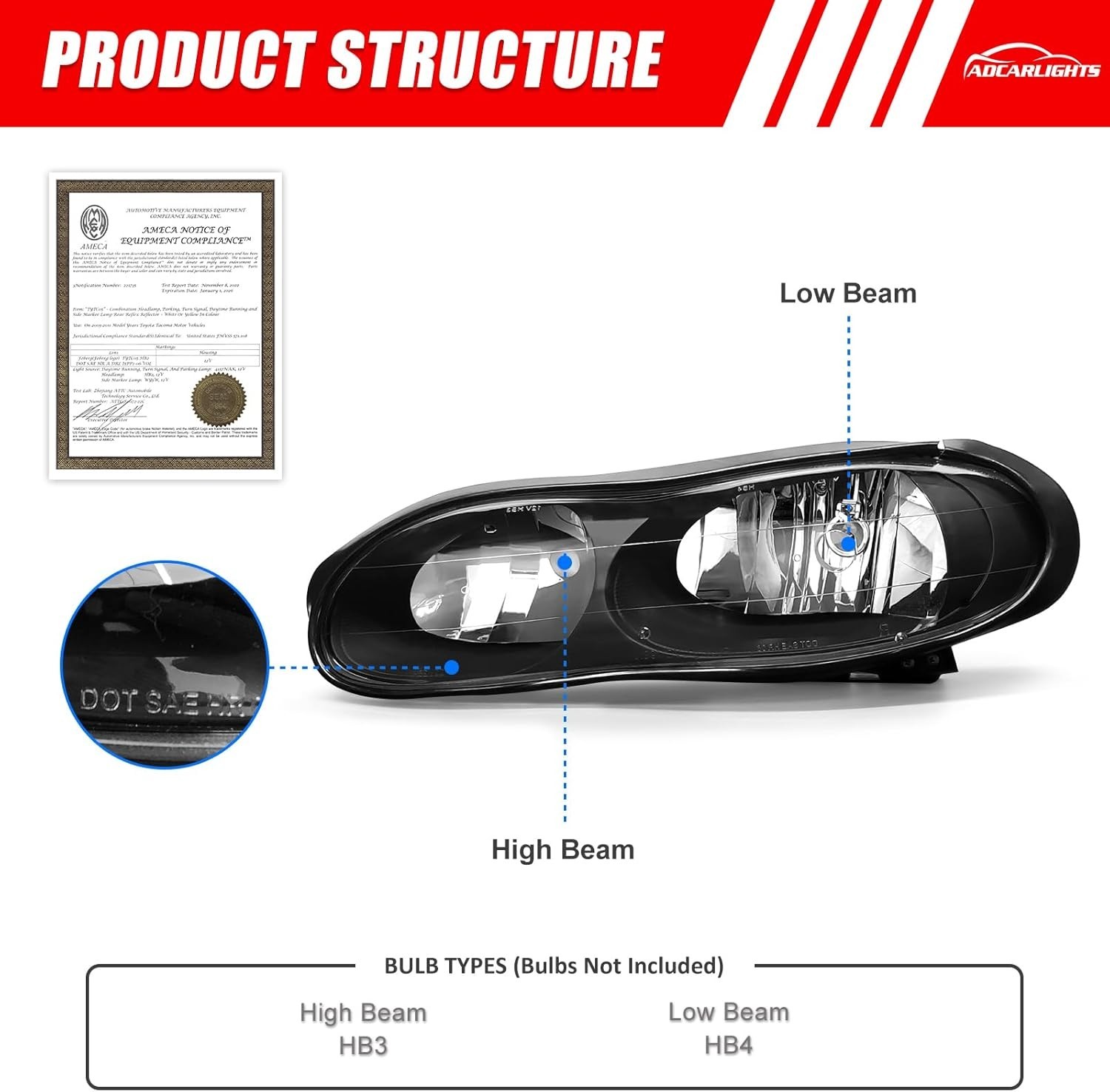 98-02 Chevy Camaro Headlight Assembly Pair Black Housing Clear Lens Replacement