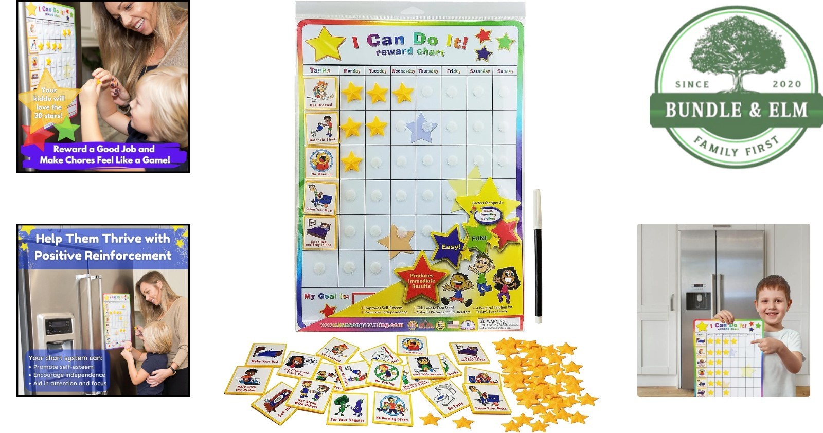 11×15.5-Inch Star Theme Reward Chart for Children, Encourages Independence
