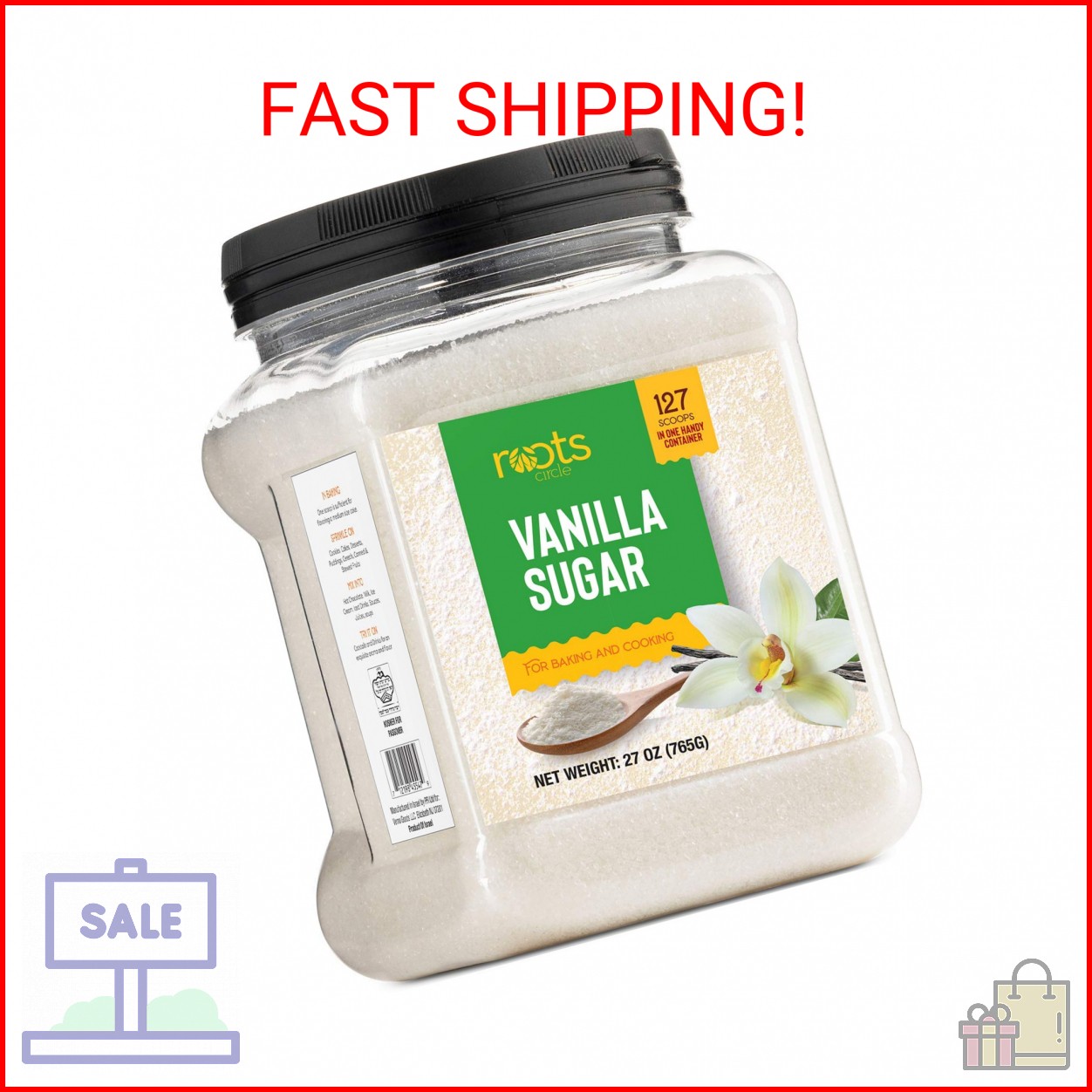 Roots Circle Vanilla Sugar for Baking | For Chefs, Home Cooking, Coffee, Cocktai