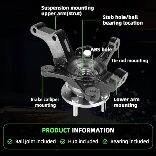 Front Steering Knuckle & Wheel Bearing Hub Assembly Front Right Passenger Side