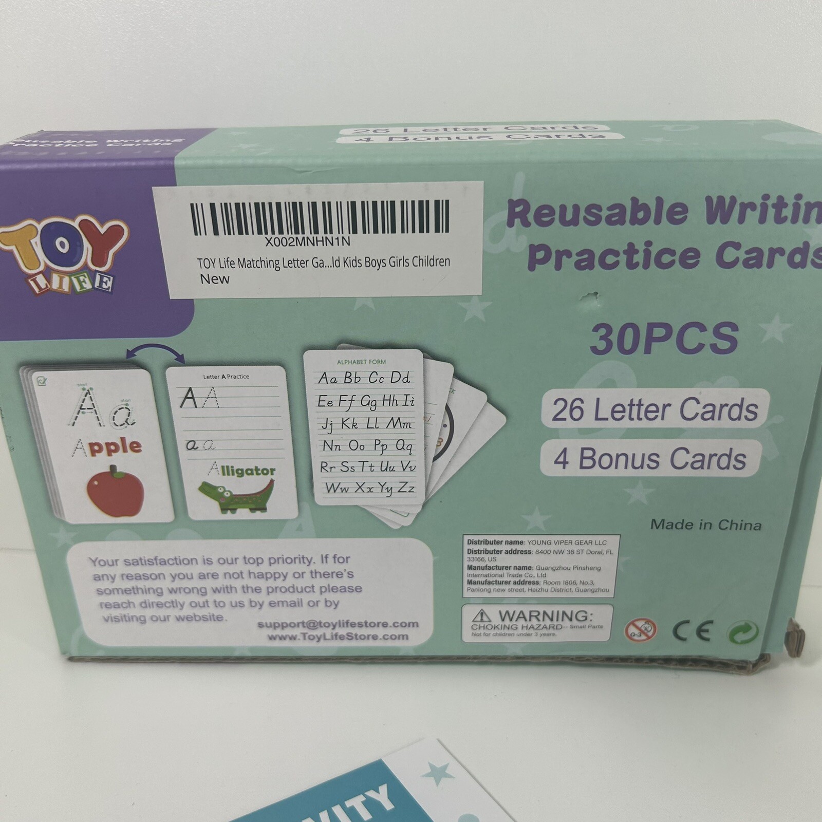 New-Open Box Toy Life Reusable Writing Practice Alphabet Cards Exercise Book
