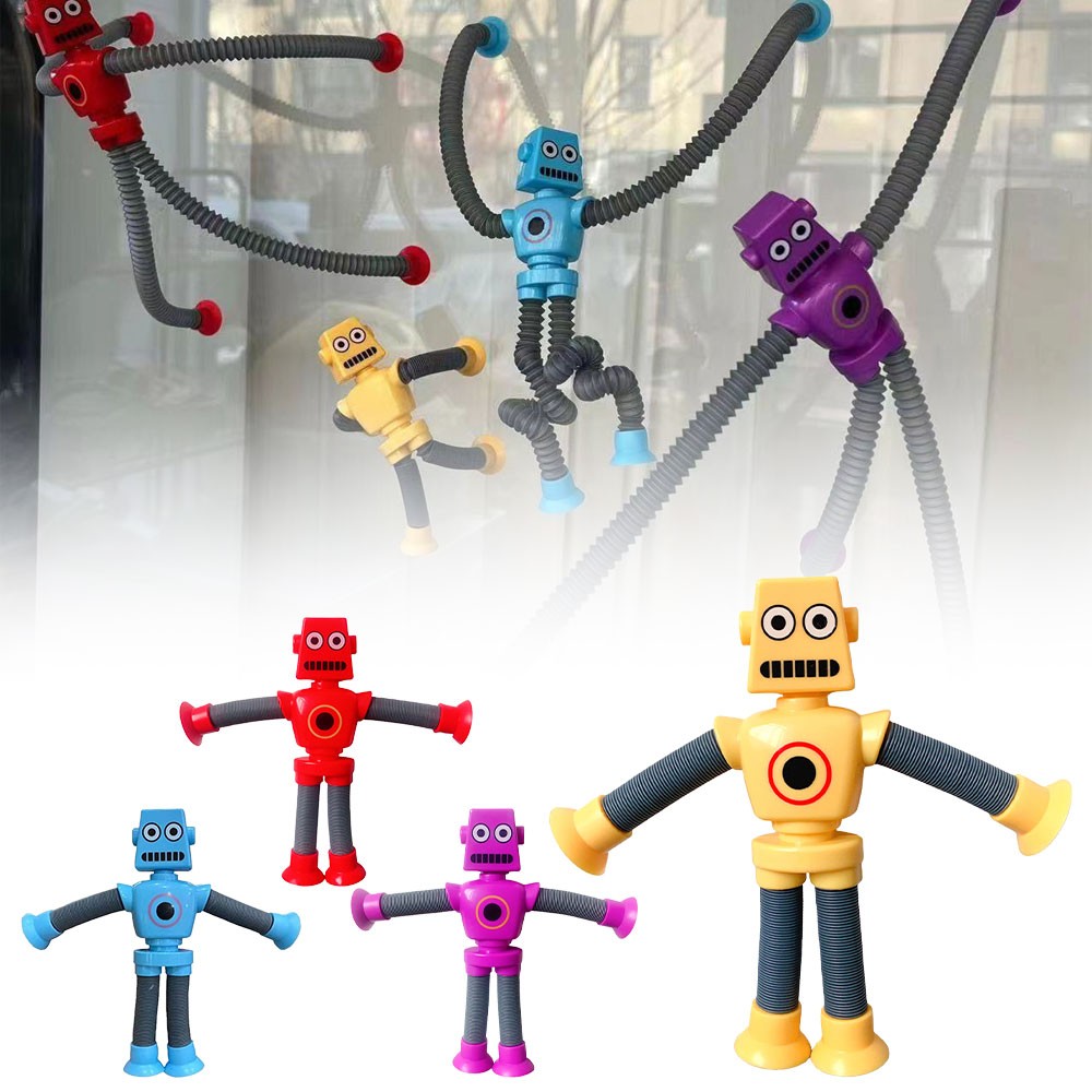 LED Telescopic Suction Cup Robots Toy Stress Relief Light Up Robot Toy GN