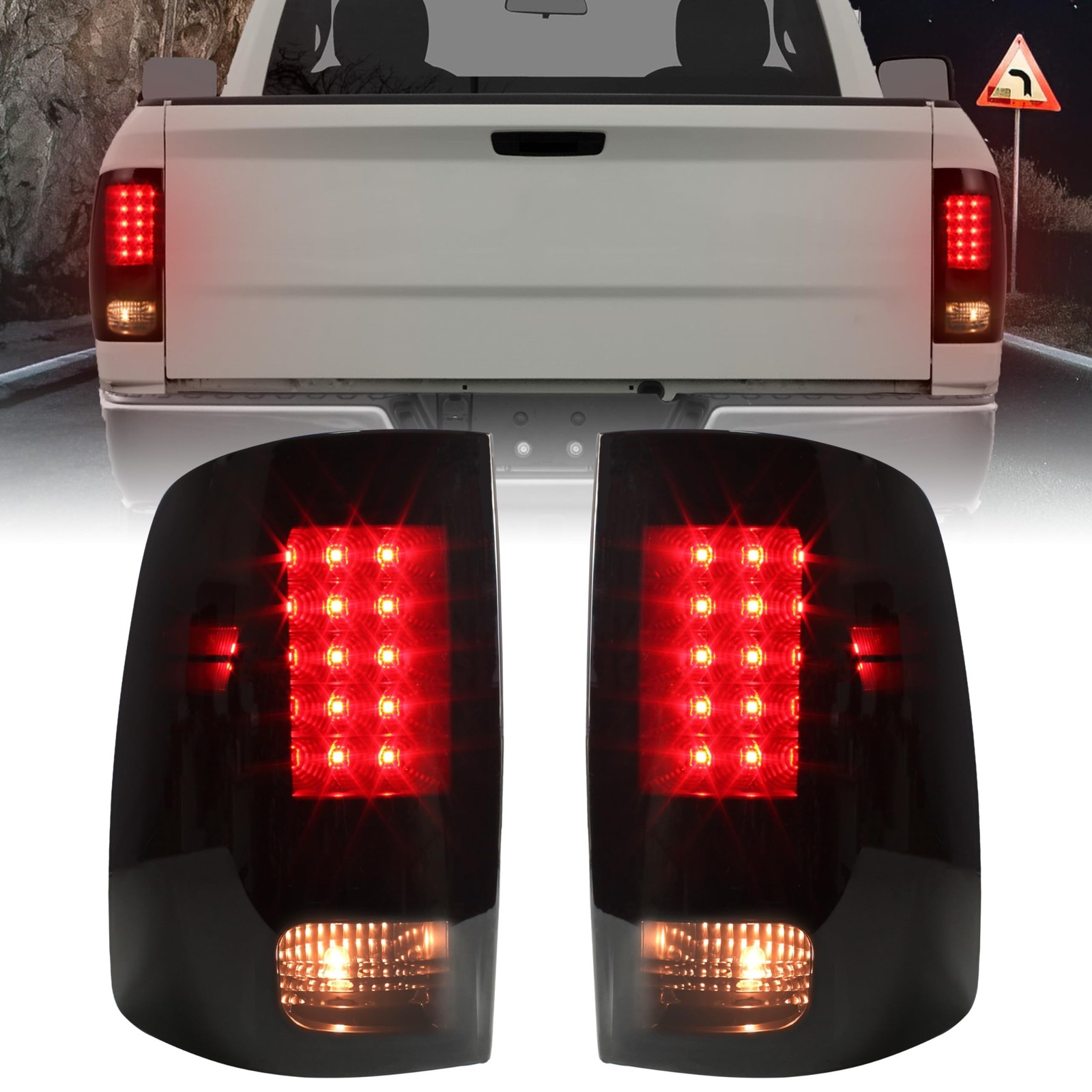 LED Tail Lights for Dodge RAM 1500 2500 3500 09-18, Smoked Black LED Tailligh…
