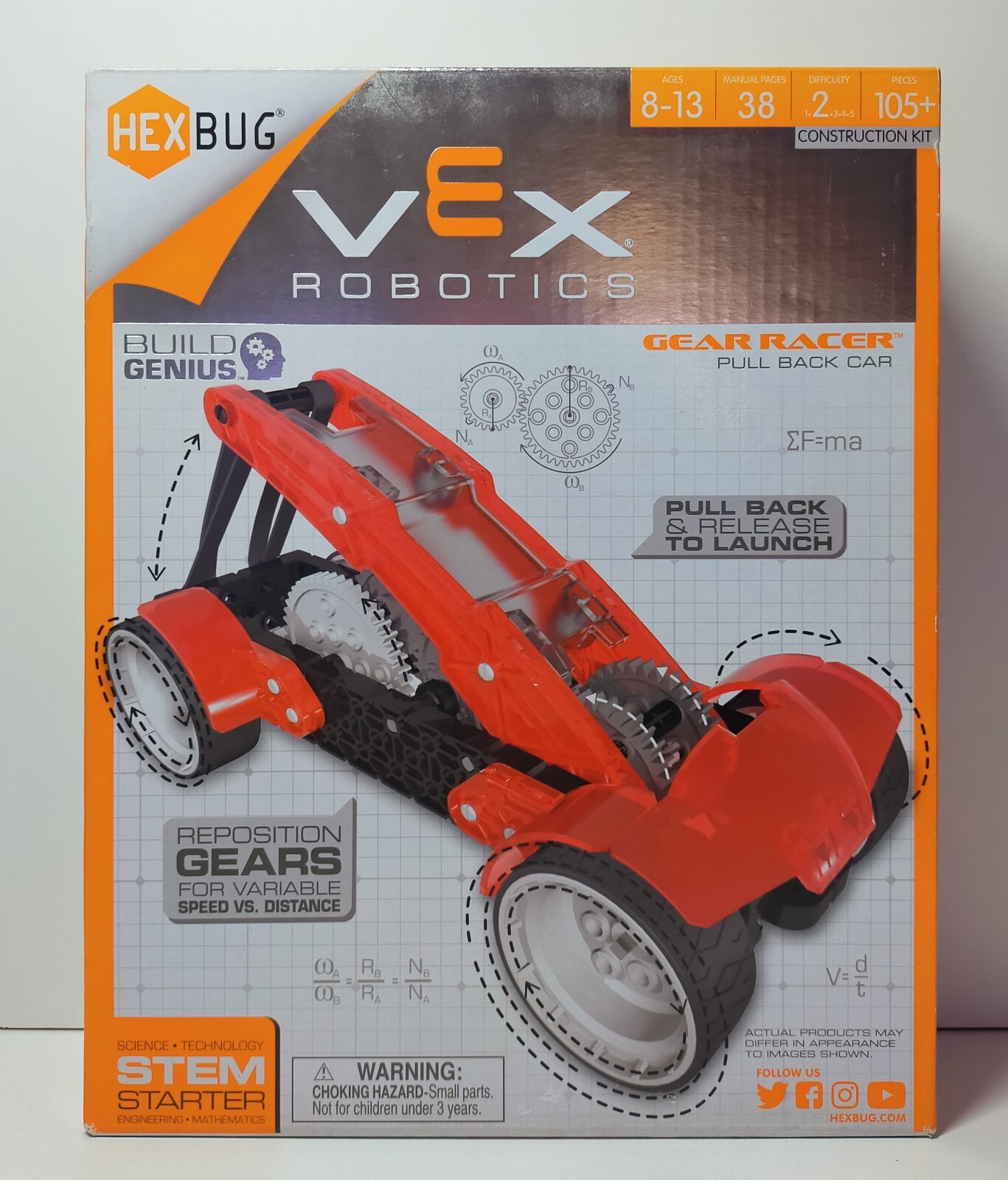 Hexbug Vex Robotics Gear Racers Pull Back Car Construction Set Ages 8+ STEM
