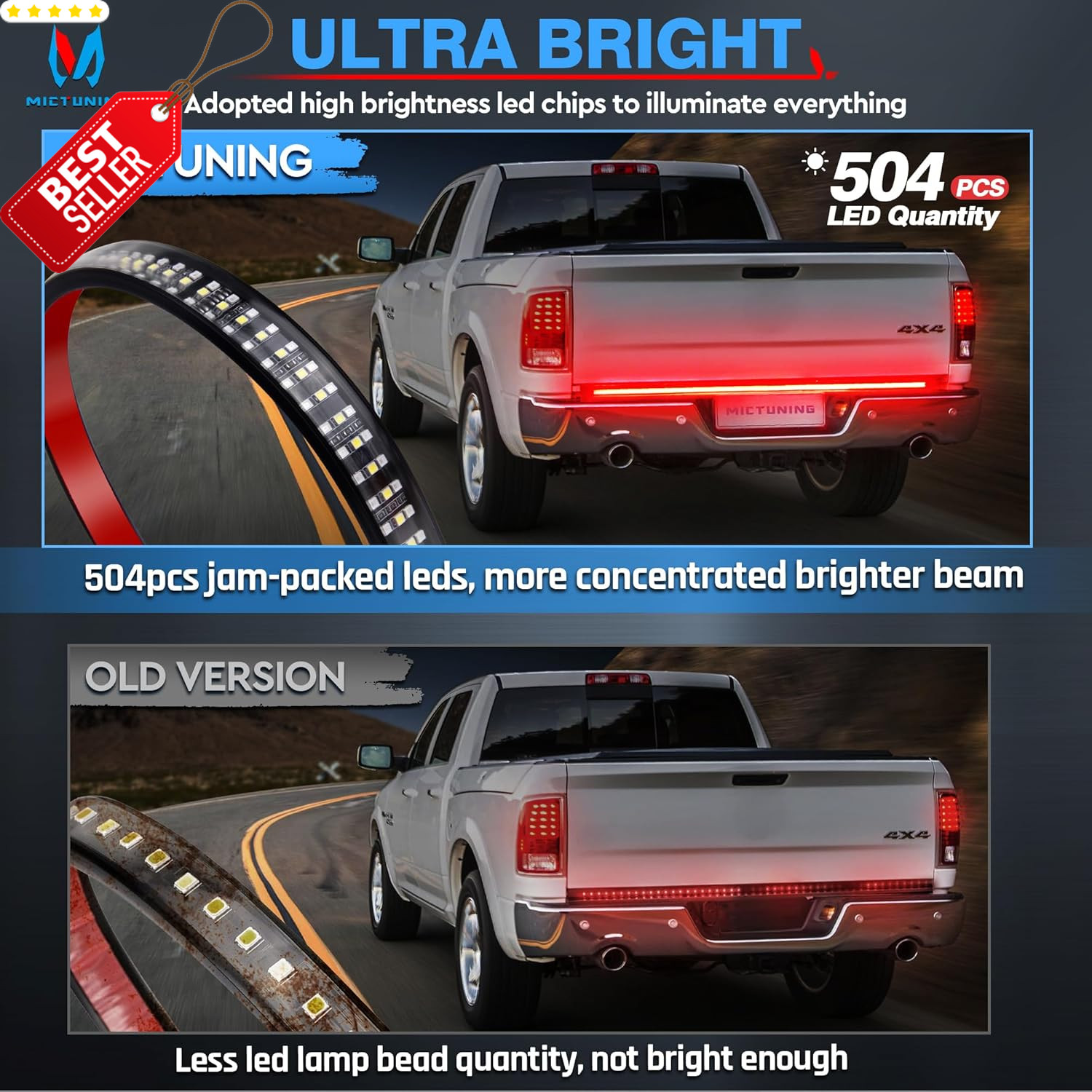 60in LED Tailgate Light Bar Sequential Turn Brake 5 Function Waterproof – US