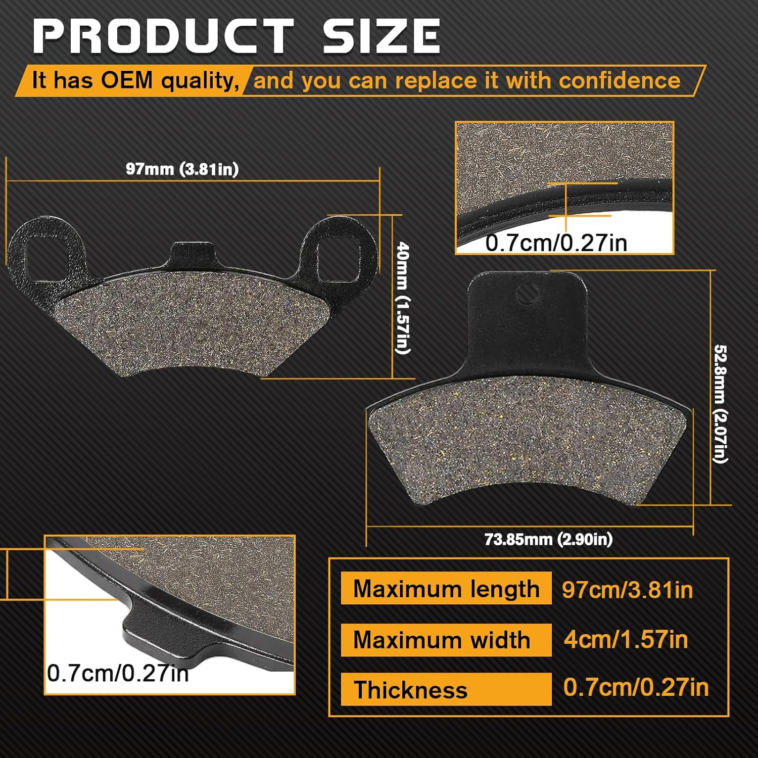 Front & Rear Brake Pads for Polaris Sportsman, Scrambler, Magnum, Trail Boss & M