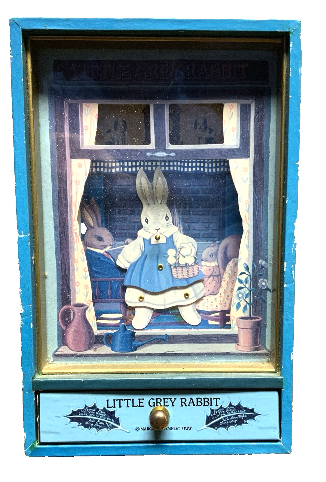 Vintage Animated Music Box Rabbit 1950s Little Grey Rabbit