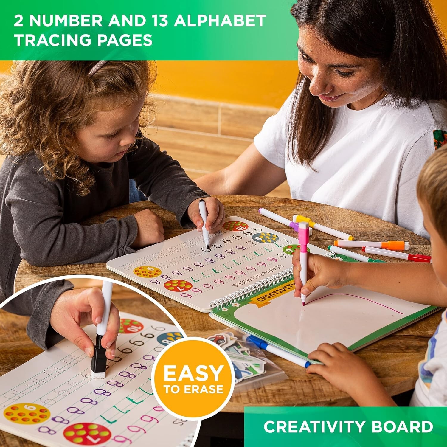 Preschool Busy Book for Toddlers 1-3-4 with 8 Colorful Markers – 30 Page Montess