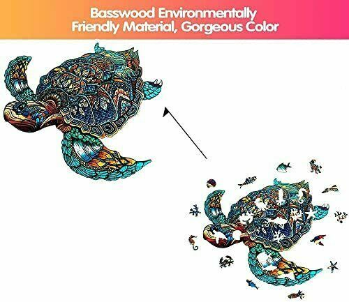 Wooden Jigsaw Puzzles for Adults Kids Unique Resolute Turtle 15 * 13in; 301 Pcs