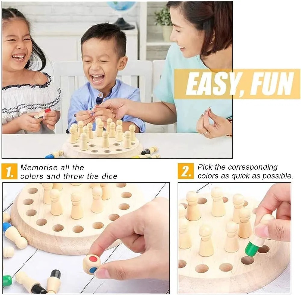 Wooden Memory Match Stick Chess Color Game Board Puzzle Kids Educational New Toy