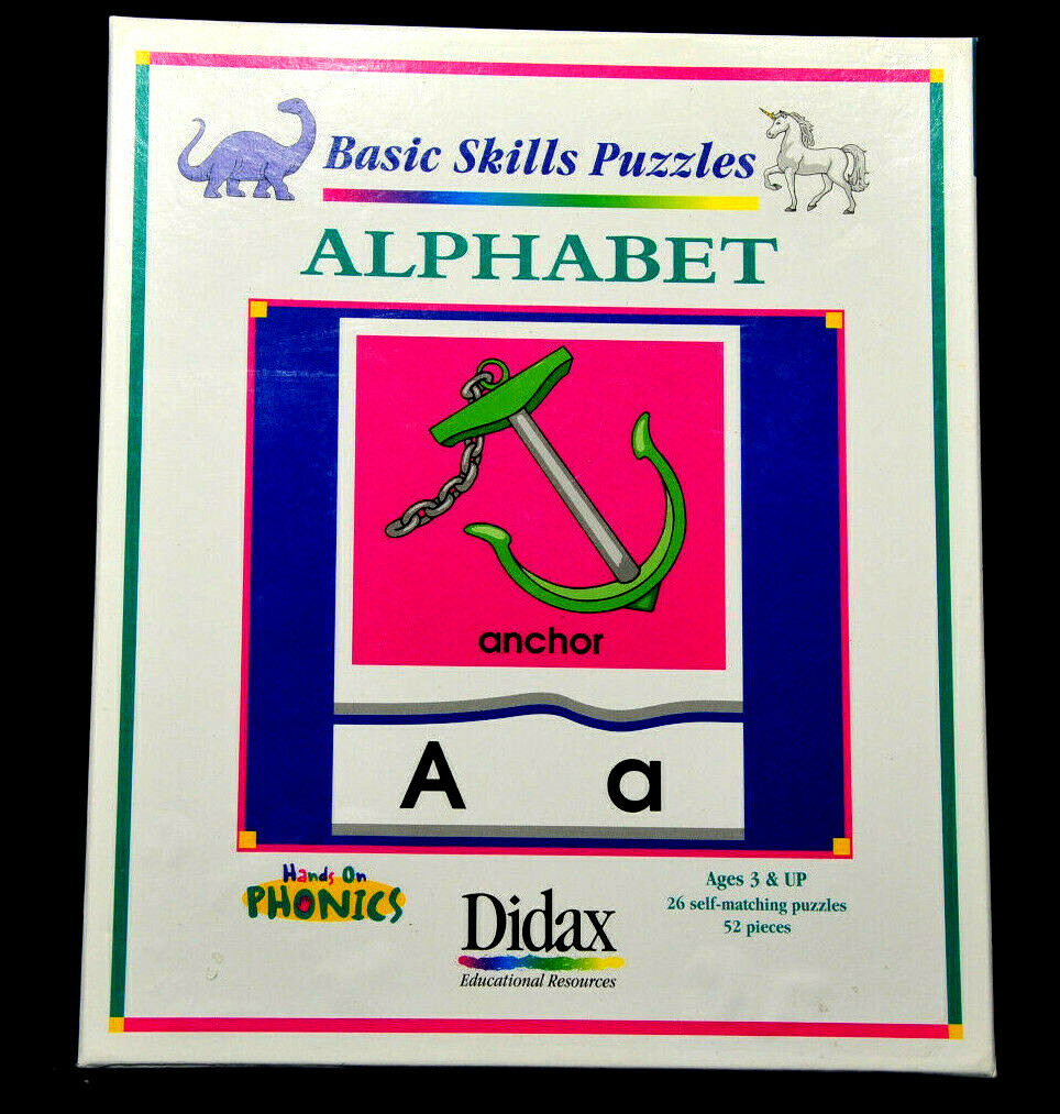 Didax Basic Skills Learning Puzzle Alphabet 26 Self-Matching Puzzles Phonics