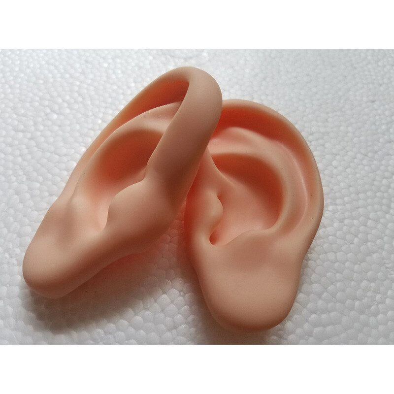 1 Pair Ear Model Silicone Ear Acupuncture Practice Model Right and Left Teaching