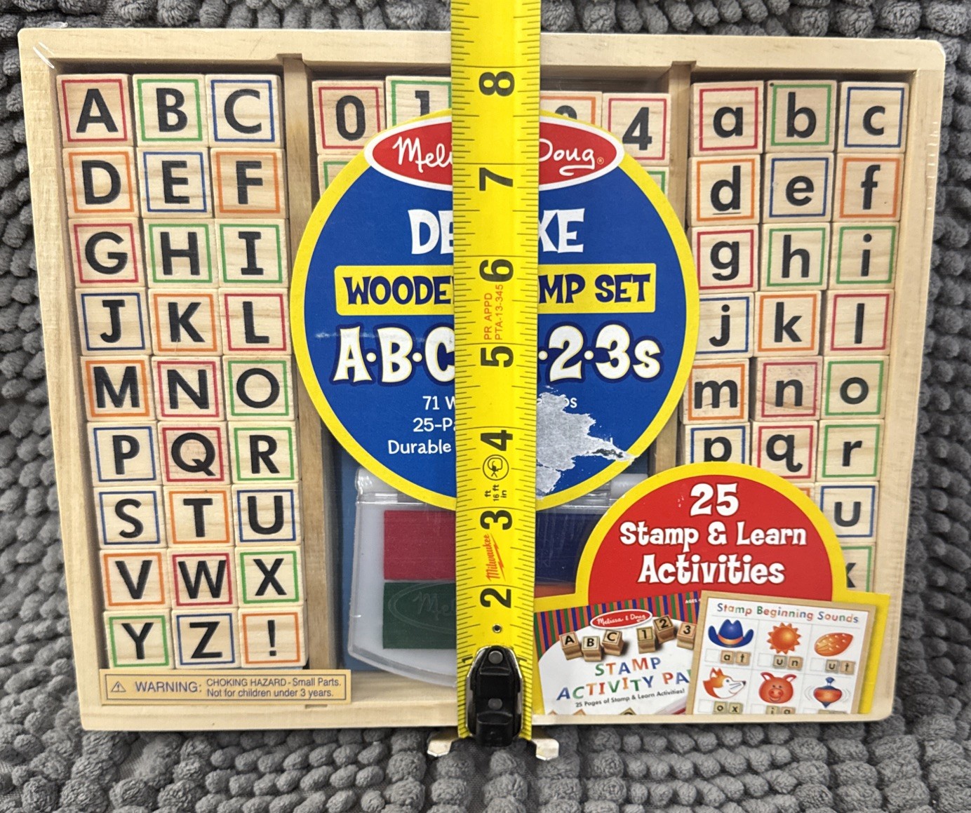 Melissa & Doug – Deluxe Wooden Stamp Set – 25 Stamp & Learn Activity – ABCs 123s
