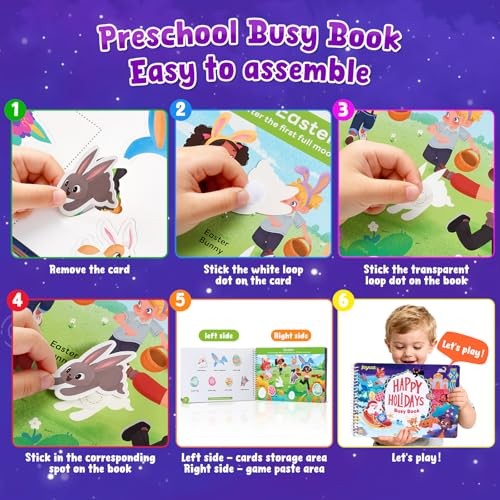 Preschool Busy Book for Toddlers 3-5, Dual-Language Learning Holidays