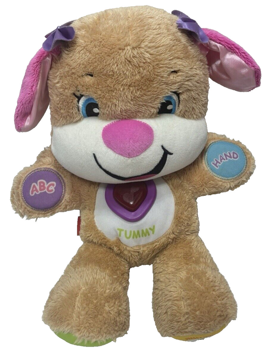 Fisher Price ABC Baby Plush Bear: Interactive Learning Talking Tummy Musical Toy