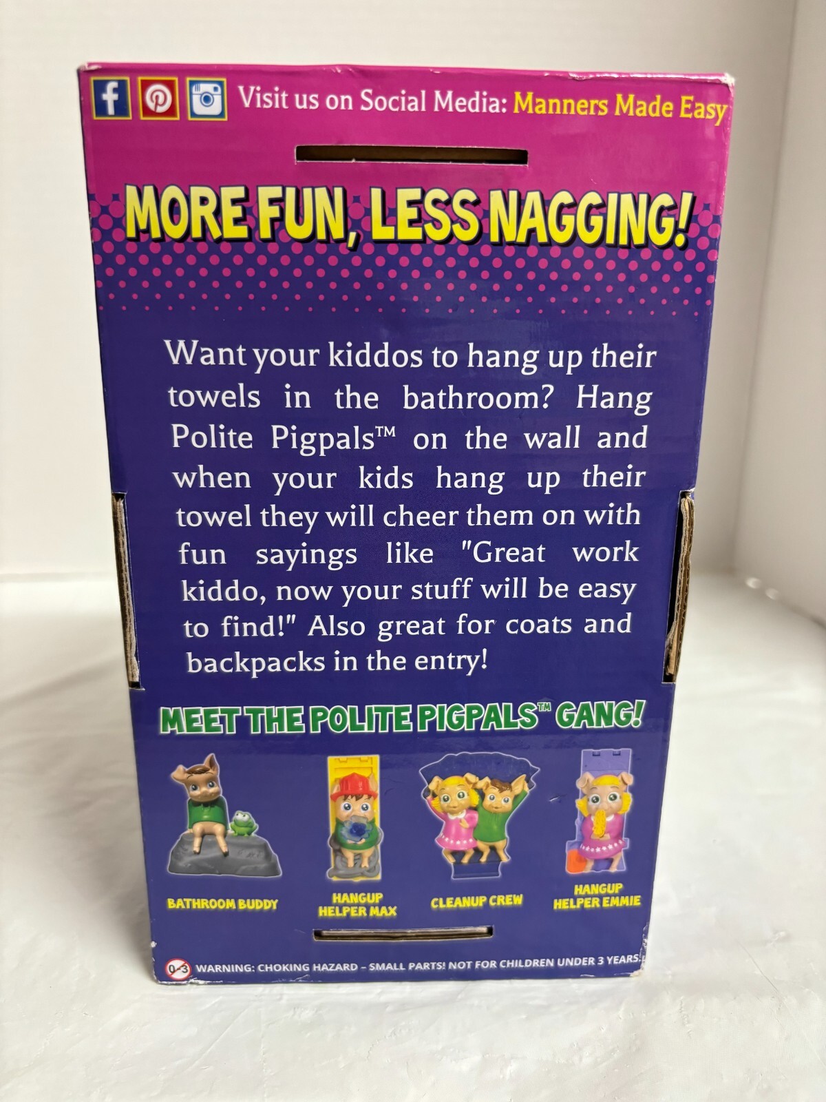 Manners Made Easy Polite PigPals Bathroom Towel Talking Hook (Batteries Needed)