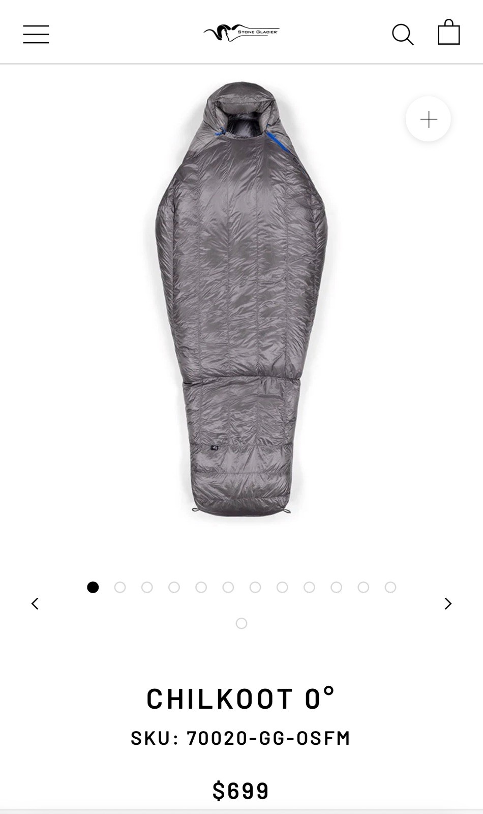 Stone Glacier Chilkoot 0 Sleeping Bag Granite Grey One Size Fits Most