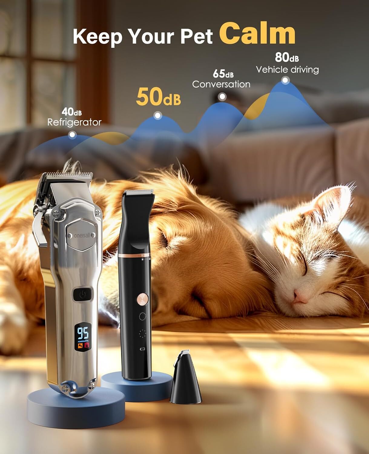 oneisall Pet Grooming Kit for Heavy Thick Hair&Coats/Low Noise Rechargeable