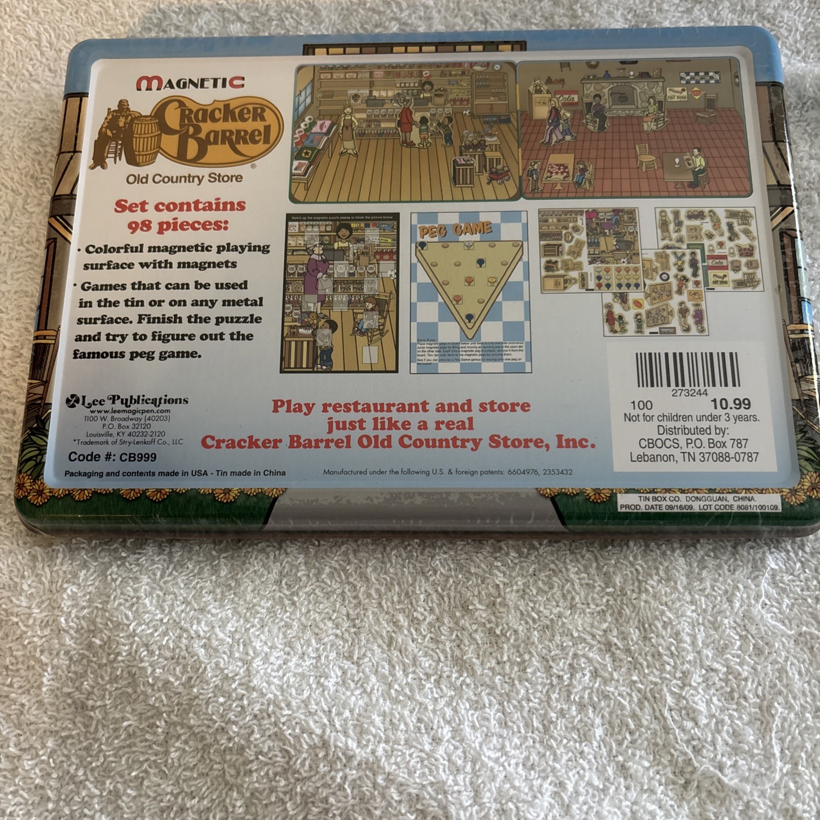 Cracker Barrel Old Country Store Magnetic Play Set Tin Container 98 Pieces NEW