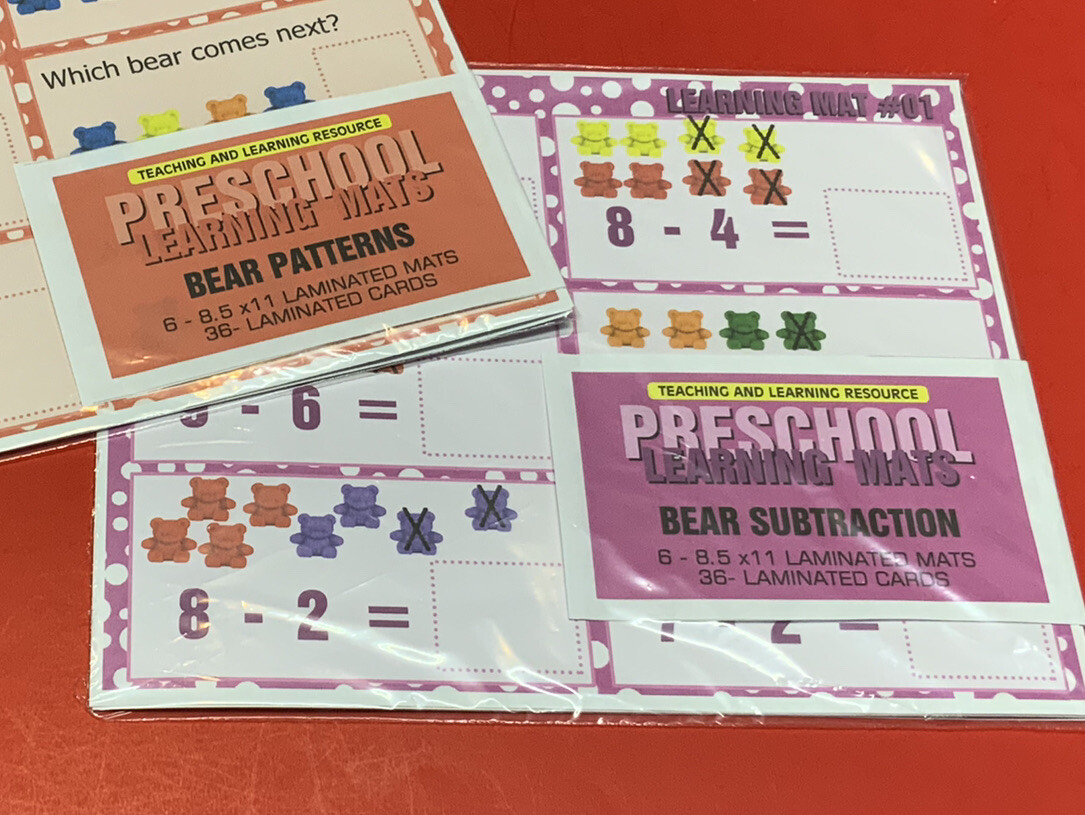 Bear Counter – Set of 12 Learning Mats / Cards – Laminated Activity