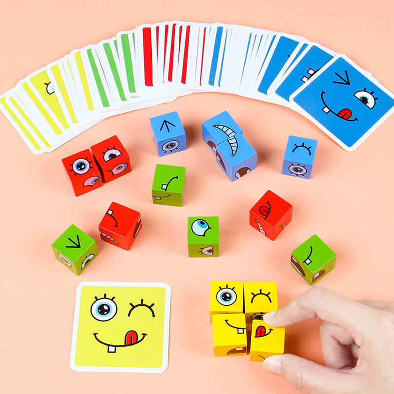 Early Education Puzzle Wooden Blocks Face-Changing Rubik’s Cube Board Game