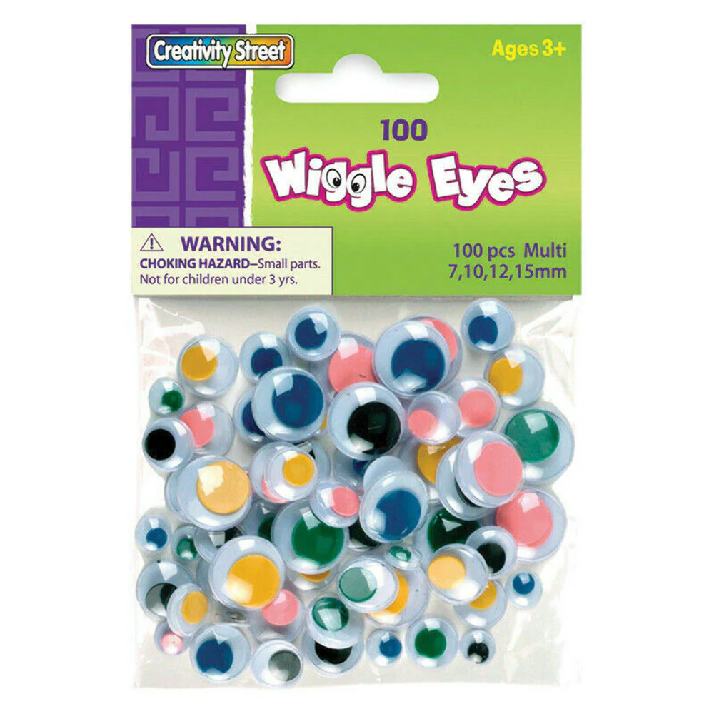 Creativity Street Wiggle Eyes Multi-Color Assorted Sizes 100 Pcs