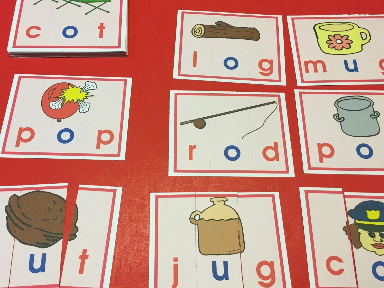 The Pink Series – 40 CVC Word Puzzles – Laminated Montessori materials