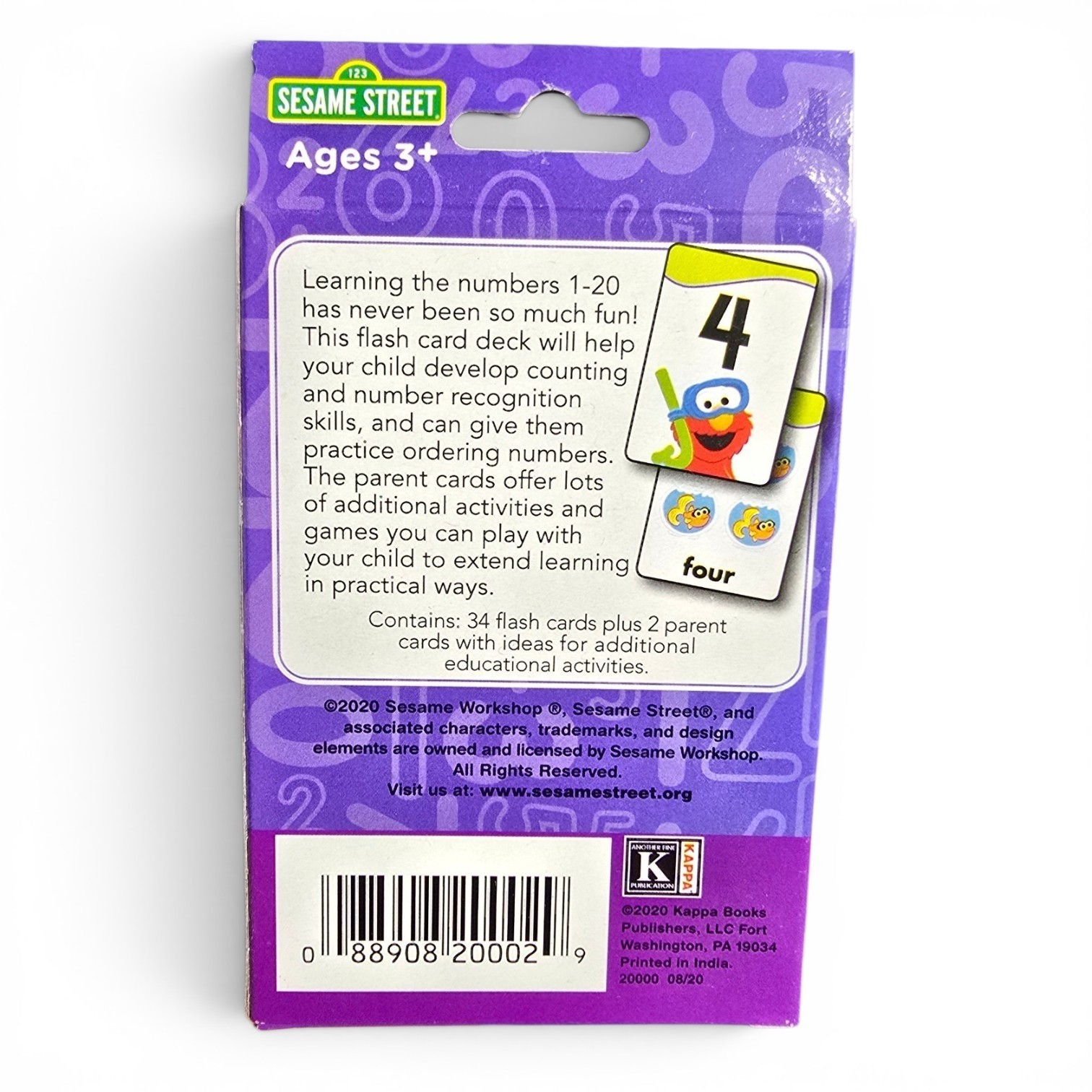 Sesame Street Flash Cards 4 Pack Set Alphabet Numbers Colors Words Ages 3+