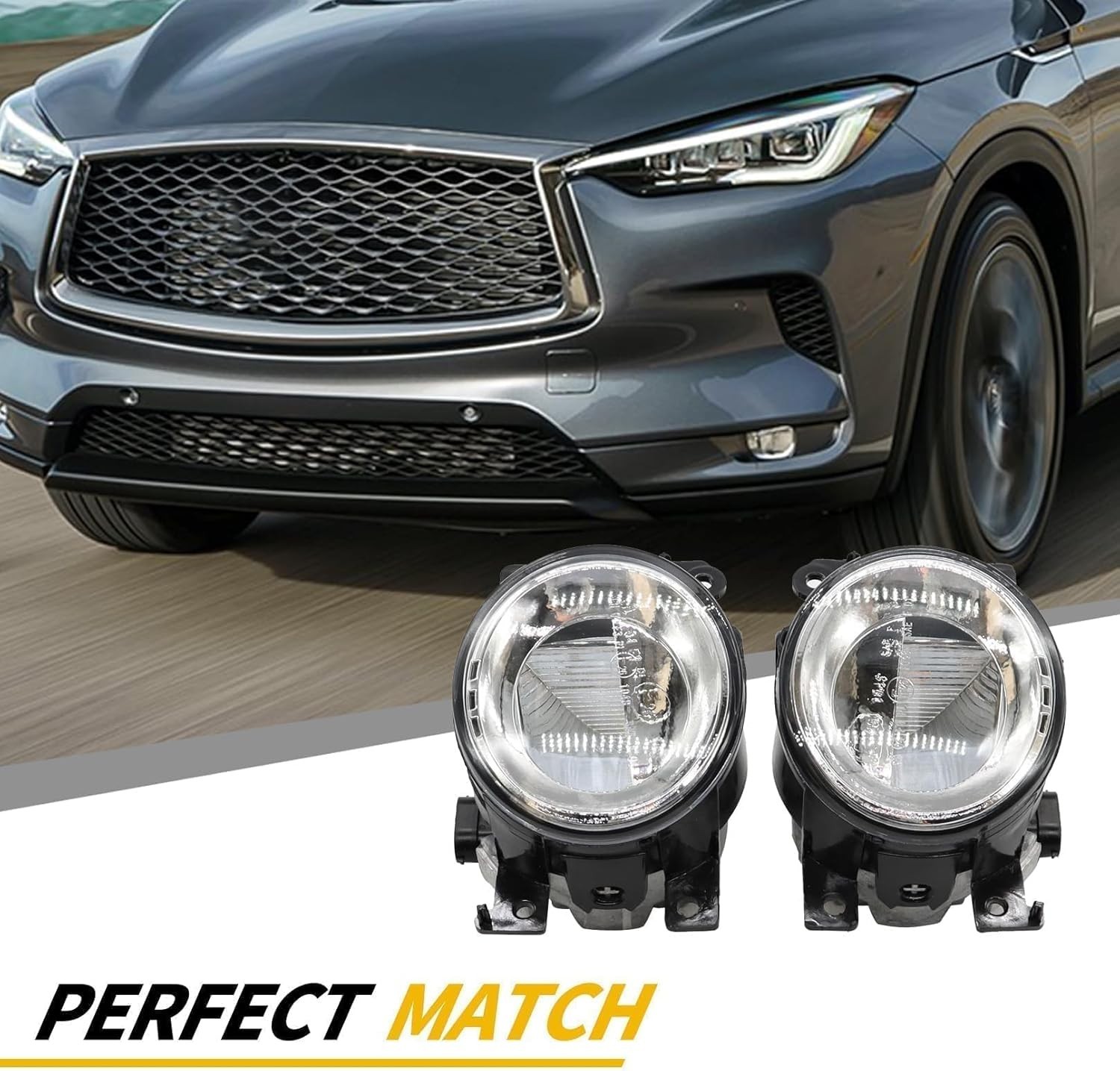 Front Fog Lights Pair for Infiniti Q50 Q60 QX50 QX60 QX80 2014-2018 Driver Passe