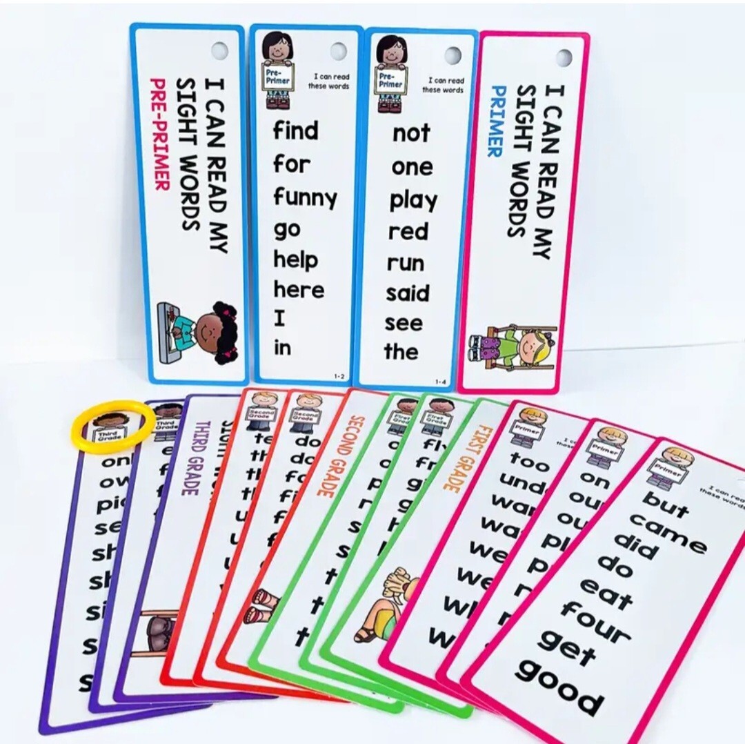 Teaching Tool 220 Sight Words Cards Flashcard For Toddler On A Ring