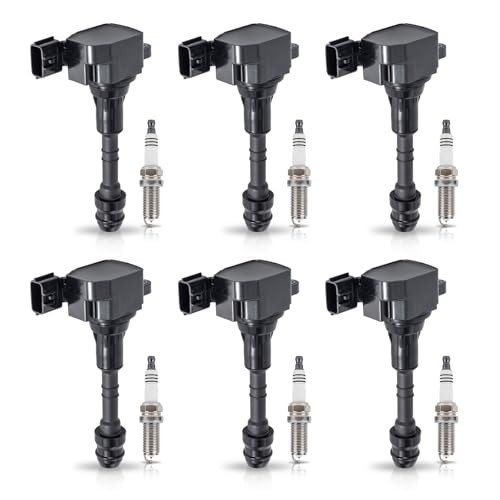 Set Of 6 Ignition Coil Iridium Spark Plug Nissan V6 UF349