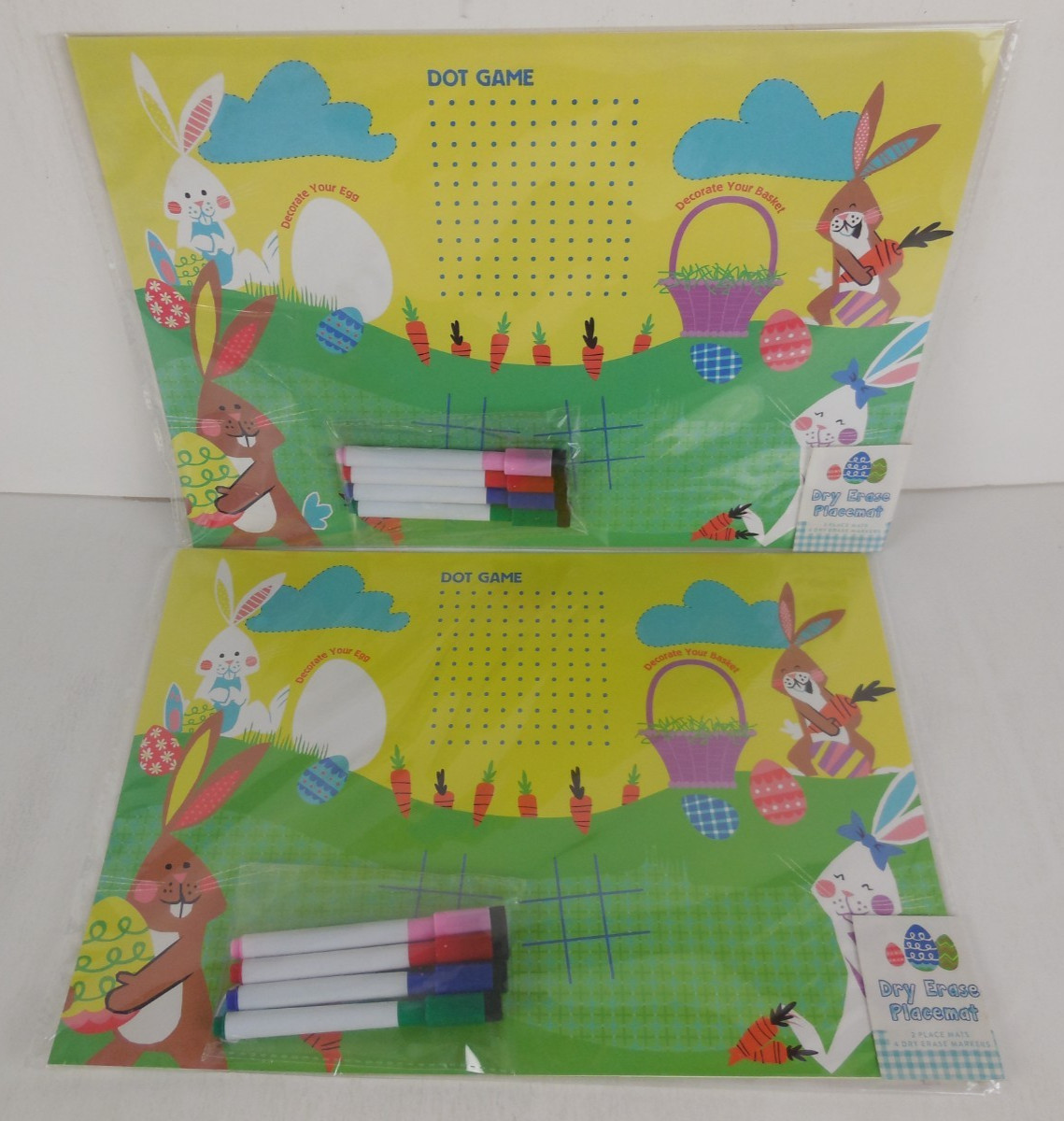 Lot of 2 Dry Erase Placemat “Easter” – 2 Placemats & 4 Dry Erase Markers