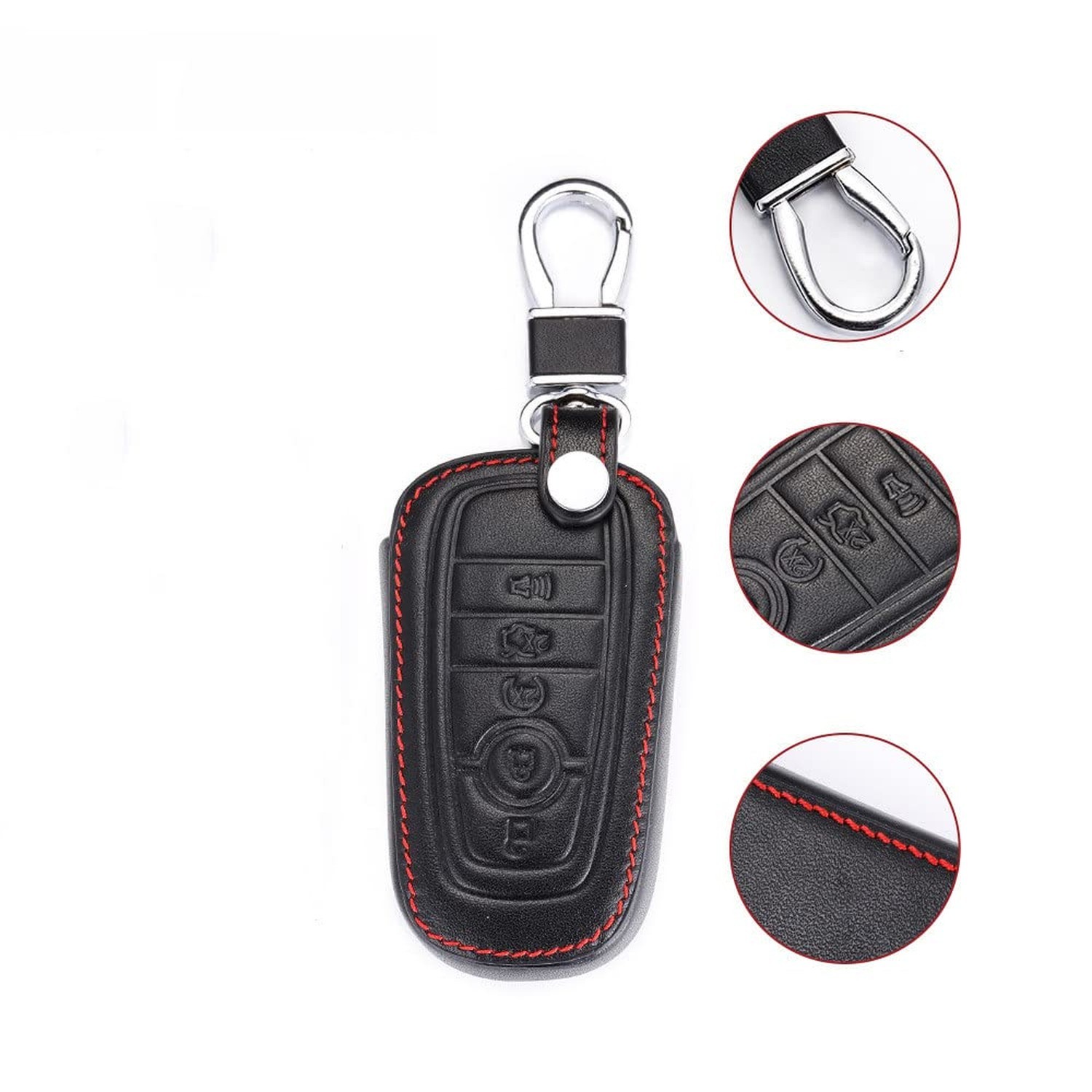 Leather Key Fob Cover Case for 2018 2019 2020 2021 Ford Mustang Explorer Edge…