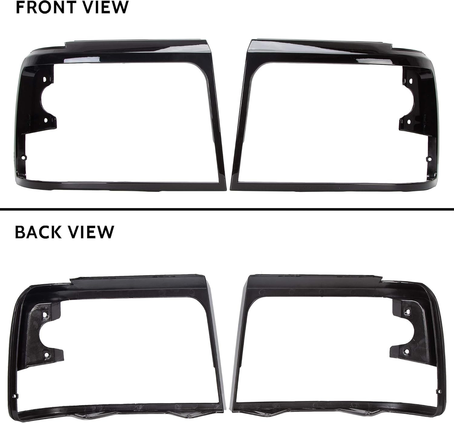 Headlights Headlamps Trim Bezel Black Compatible with 1992-1997 F250 F350 F450 T