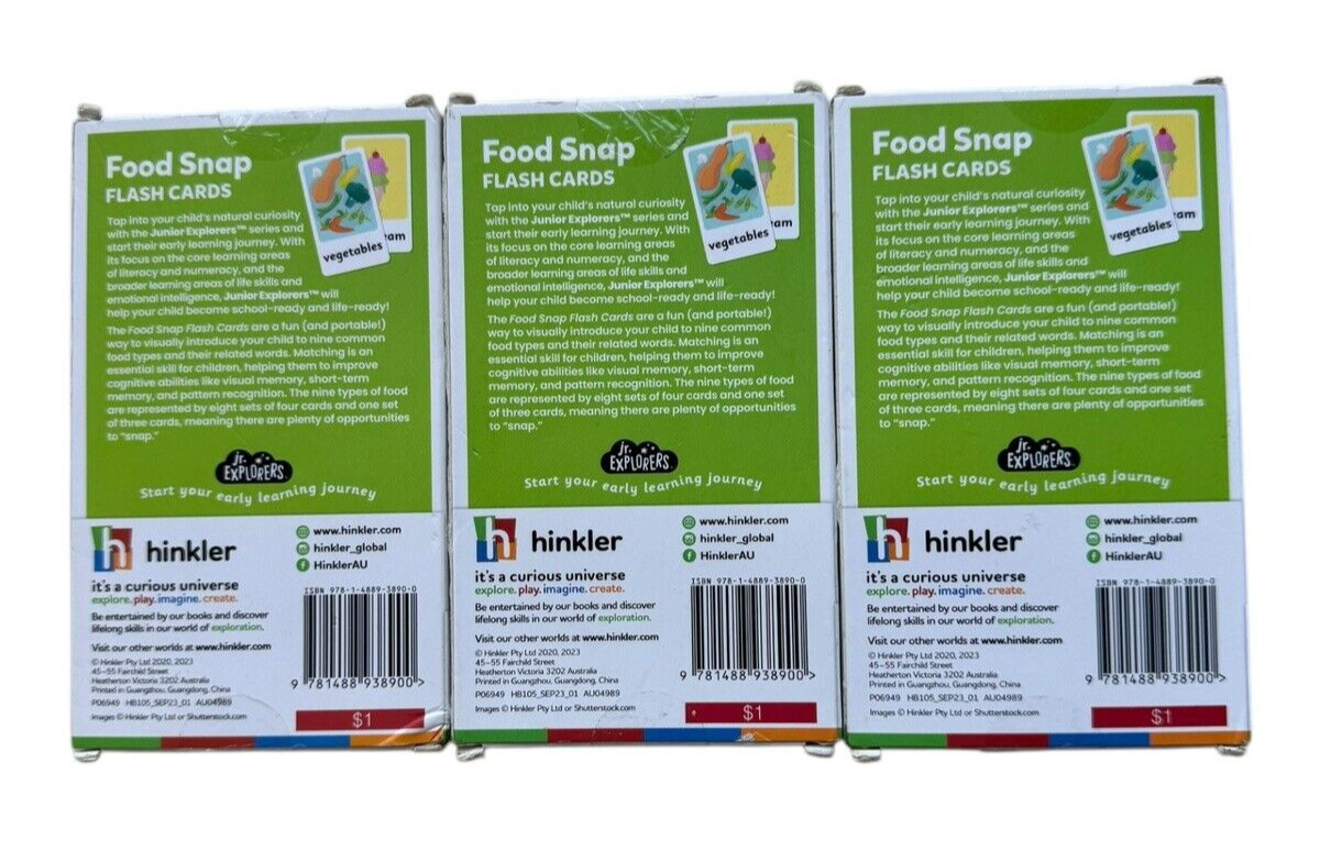 3 Sets of Jr. Explorers Food Snap Flash Cards – 3 x 35 Count – Ages 3+
