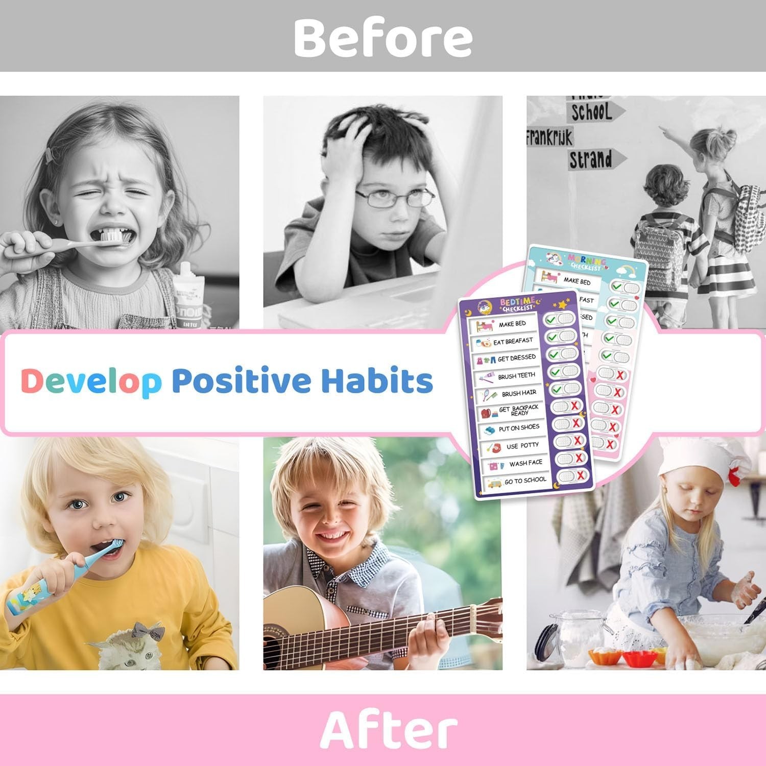 Interactive 2-in-1 Morning & Bedtime Routine Chart for Kids – Magnetic Design