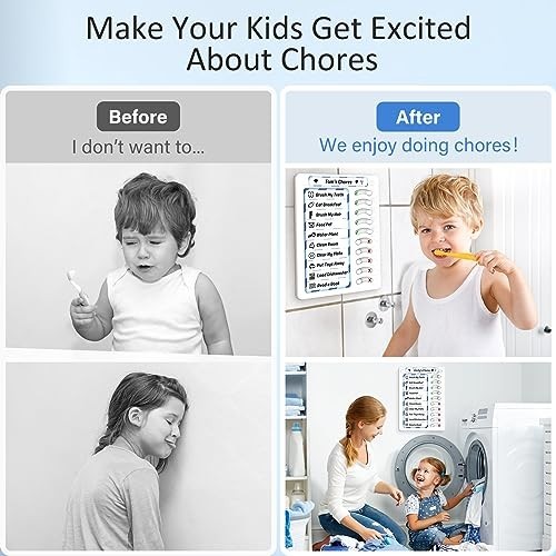 Kids Chore Chart Dry Erase Board – ADHD Task Checklist, Magnetic Routine Planner