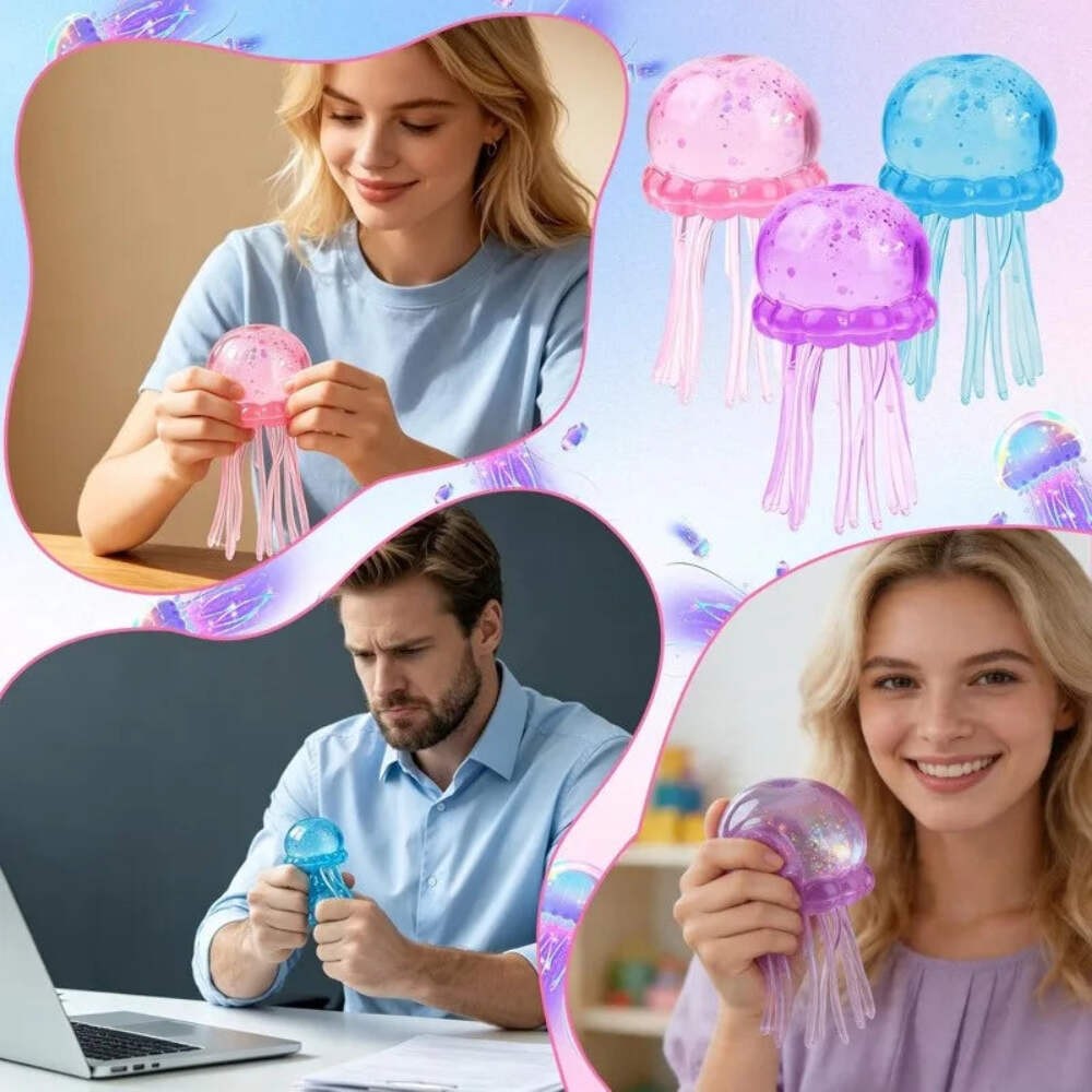 Jellyfish & Cube Squishy Stress Relief Toy Soft Sensory Fidget Squeeze