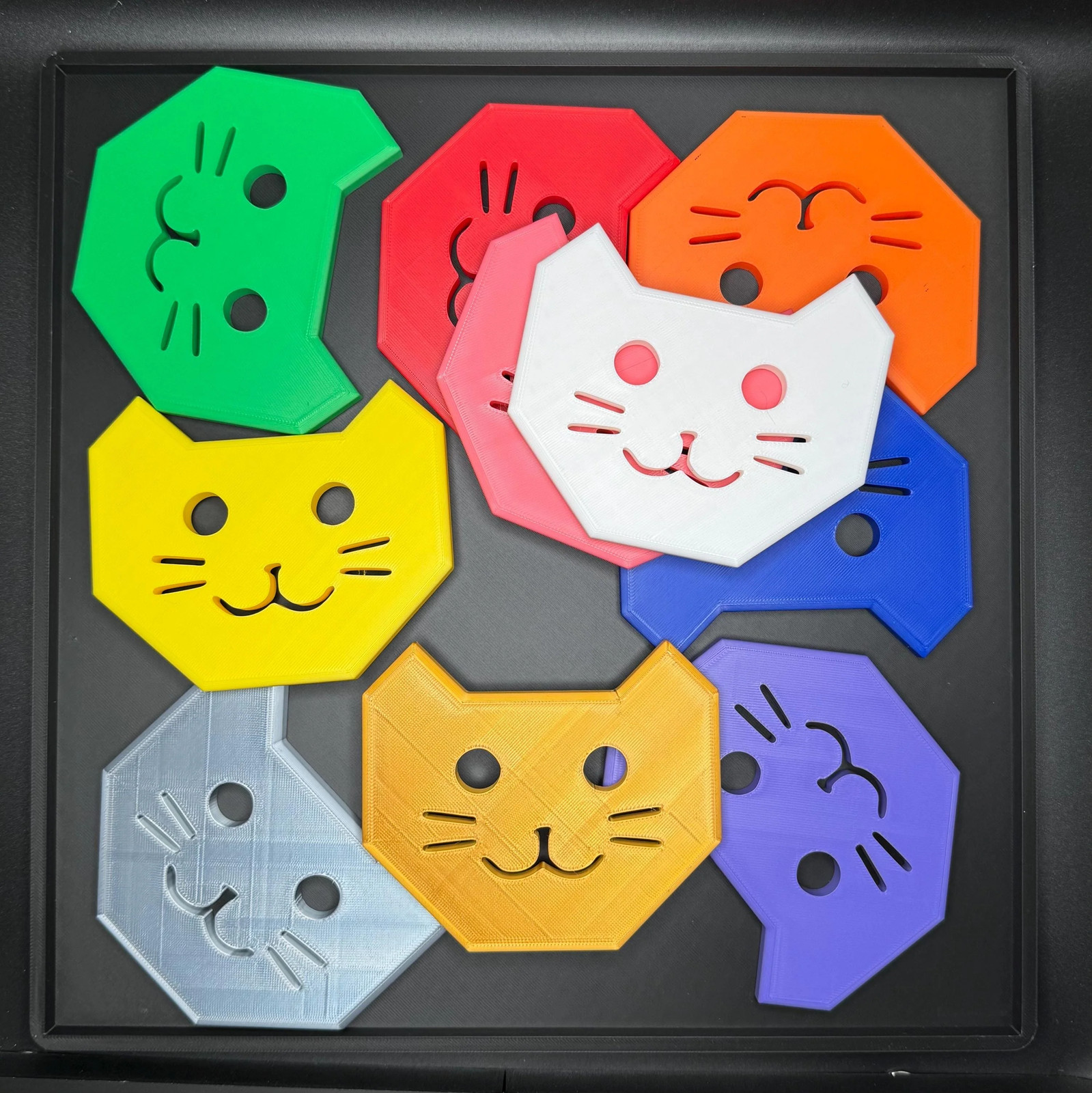 Ten Kittens Puzzle | 3D Printed Cat Brain Teaser | Challenging Fit Puzzle |